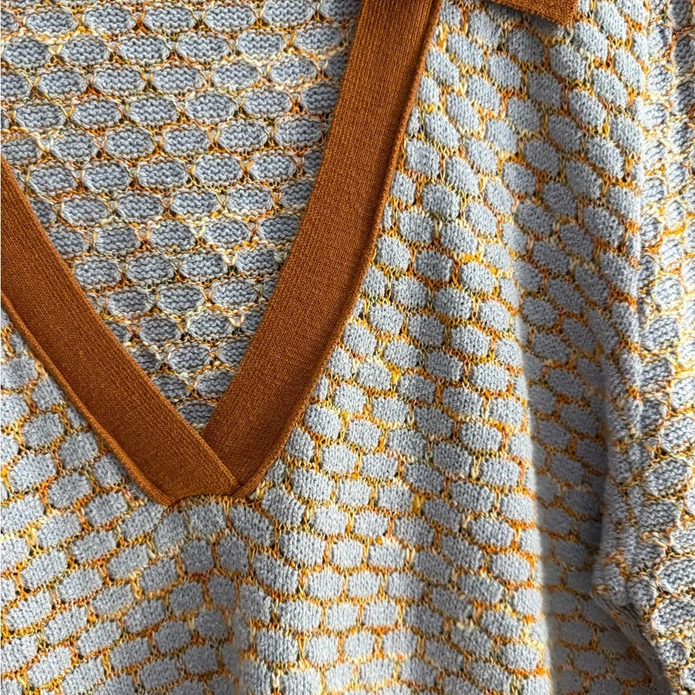 Free People Blue Combo Collar Cropped Sweater M